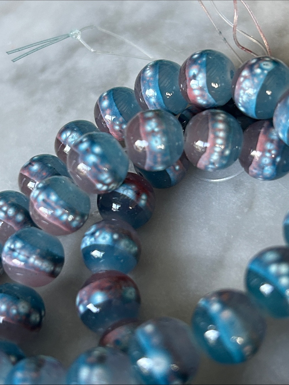 Art Glass Beads: 10mm “Oil Slick” Strand (80+)
